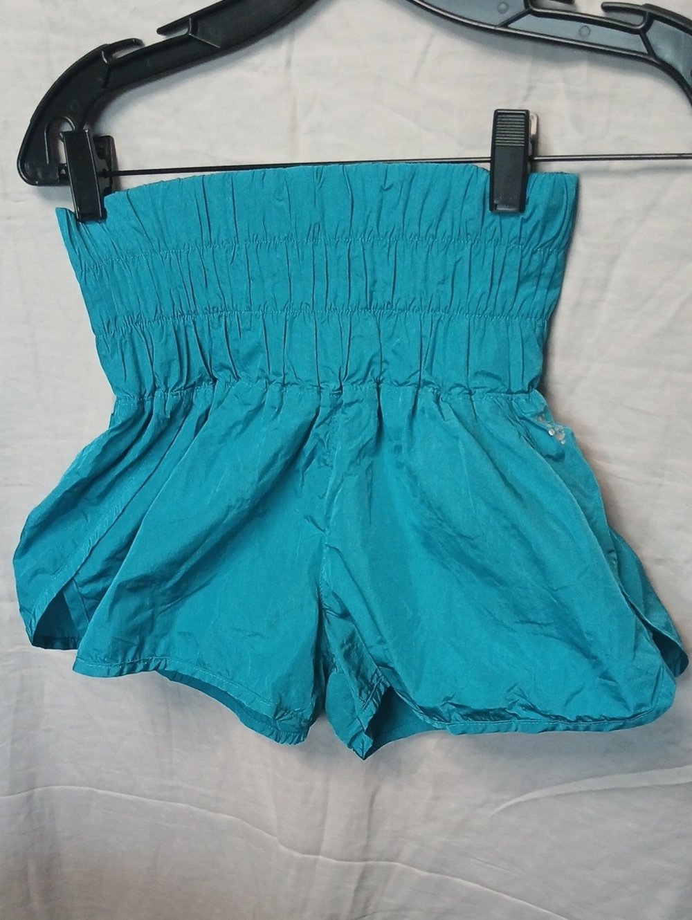 FP Movement by Free People Turquoise High-Waist Smocked Shorts